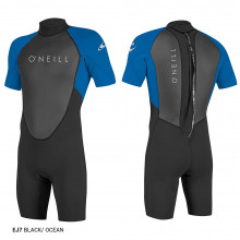 O'NEILL YOUTH WETSUITS REACTOR-2 2MM BACK ZIP S/S SPRING BLK/OCEAN #2025